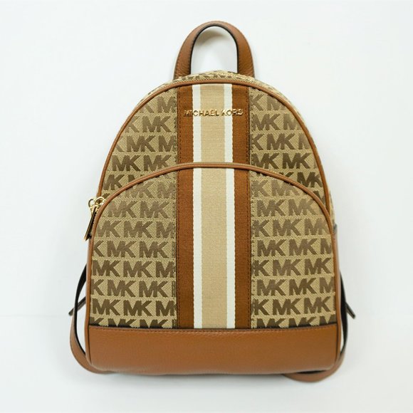 Michael Kors Bags Michael Kors Abbey M Backpack Center Stripe Brown